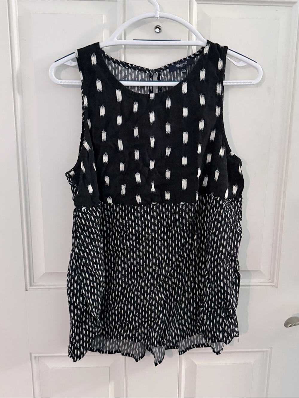 Madewell Sunbase Sleeveless Top XL | Black Ikat Print